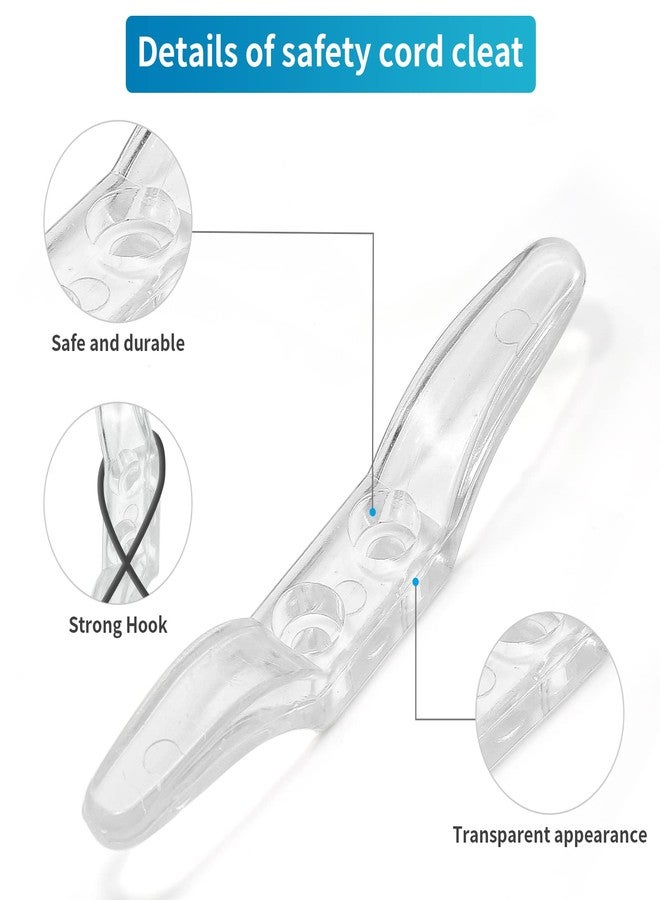 Augiimor 6 Pcs Clear Blind Cleats Transparent Plastic Child Safety Cleat Window Cleat with Screws for Home Office Window Blinds Curtains Sun Shades - Image 3