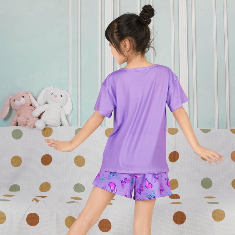 ICOSY Girls Pajamas Set for Kids Pajamas 2 PCS Short Sleeve Top and Shorts Pants for Toddler Girls Clothes Size 8-14 - Image 4