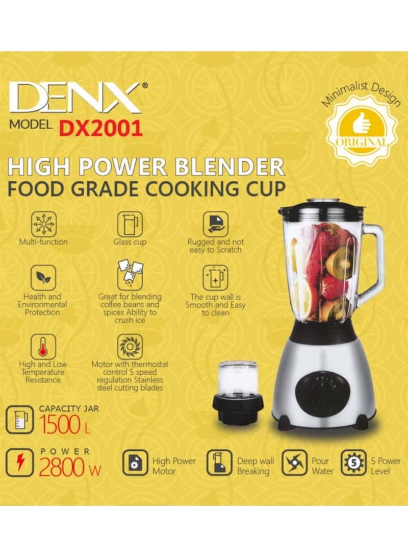 Denx High Power Electric Blender with Grain Grinder 2800W-1.5L - Image 4