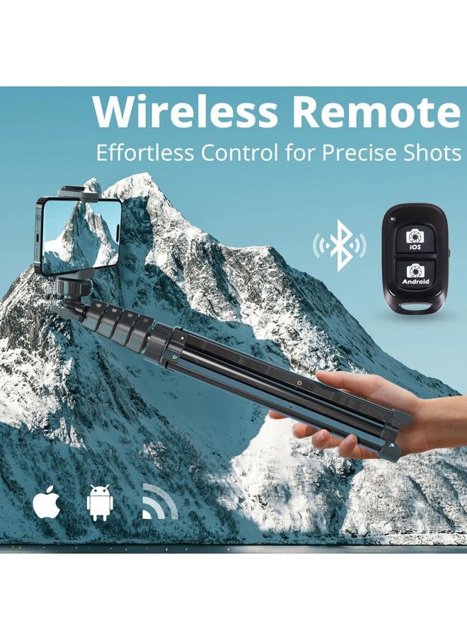 UBeesize 67" Phone Tripod & Selfie Stick, Camera Tripods Stand with Wireless Remote and Phone Holder,Compatible with iPhone Android Phone, Perfect for Selfies/Video Recording/Live Streaming Black  - Image 4