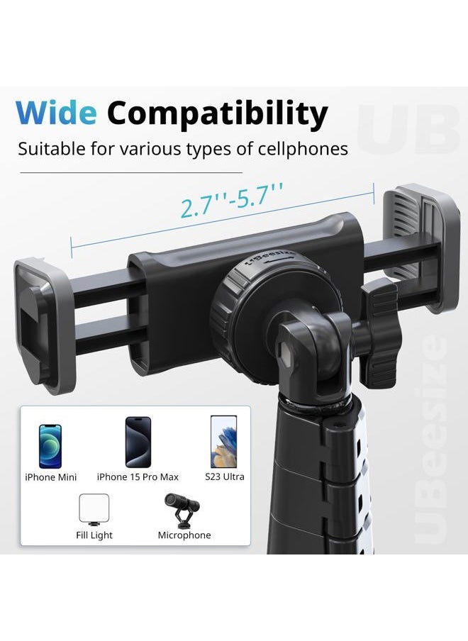 UBeesize 67" Phone Tripod & Selfie Stick, Camera Tripods Stand with Wireless Remote and Phone Holder,Compatible with iPhone Android Phone, Perfect for Selfies/Video Recording/Live Streaming Black  - Image 3
