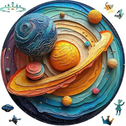 Qiuenisray Space Puzzles for Adults Solar System Star Wooden Jigsaw Puzzles 200 Pieces FSC Certified Unique Animal Shape Puzzles Pieces Wood Creative Gift for Adults Family Game 111x112 in - Image 1