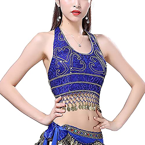 VRITRAZ Women's Chiffon Belly Dance Heart Design Chiffon Top, Harem Pants And Hip Scarf Ringy Fancy Pants (Blue) Costume Set for Girls & Women, Bollywood Stage Wear - Image 5