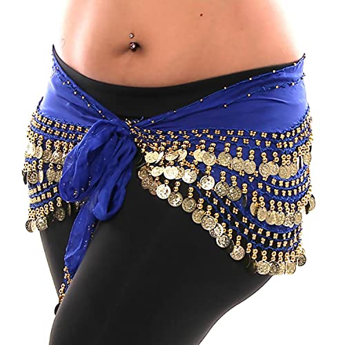 VRITRAZ Women's Chiffon Belly Dance Heart Design Chiffon Top, Harem Pants And Hip Scarf Ringy Fancy Pants (Blue) Costume Set for Girls & Women, Bollywood Stage Wear - Image 4