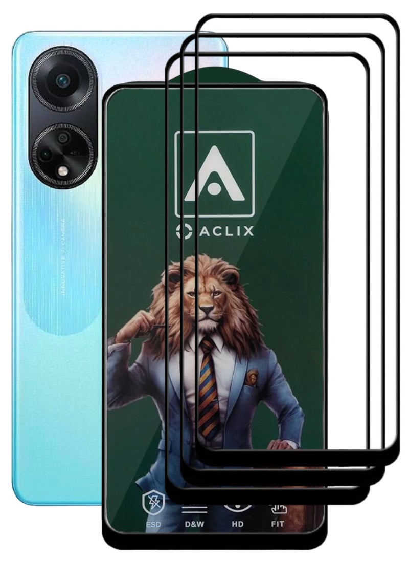 ACLIX 3 Pieces Antistatic ESD Dustproof Premium Quality High Definition Tempered Glass Screen Protector Designed For Oppo A98 - Image 1
