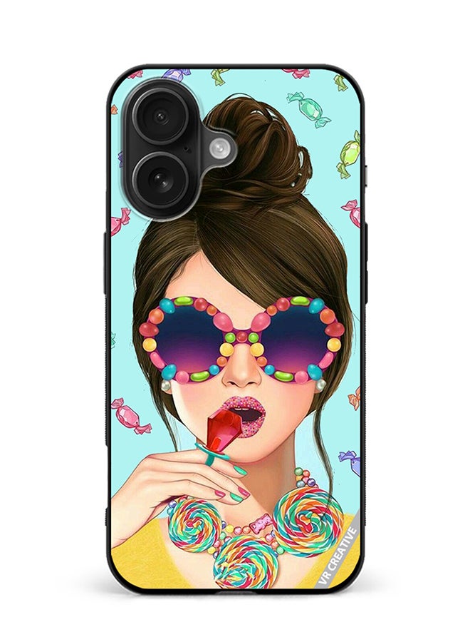 Protective Case Cover For Apple iPhone 16 Stylish Girl Design Multicolour