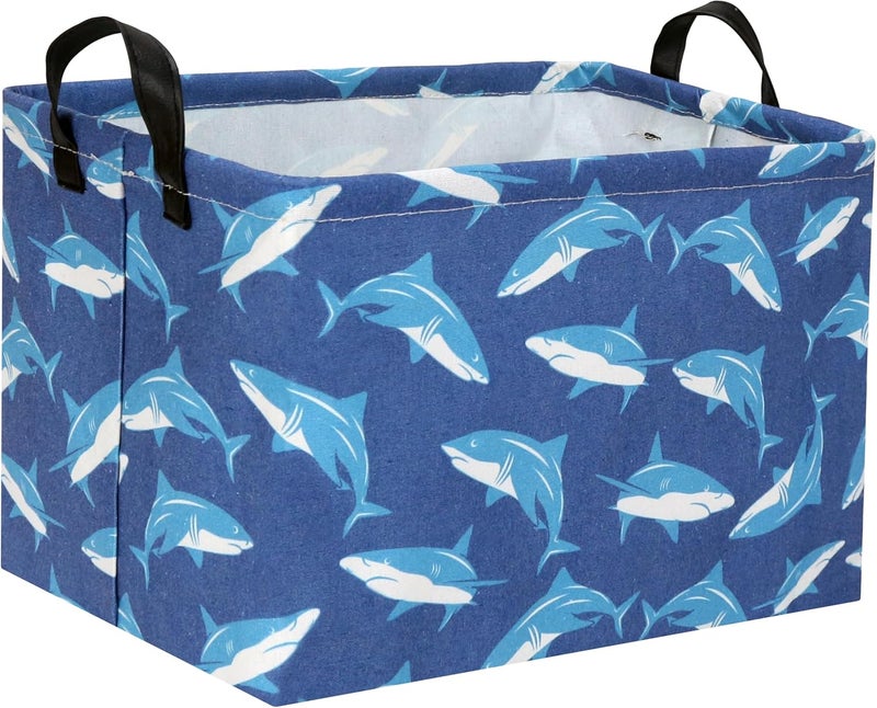 DDBASKET Rectangular Shark Basket Gift Baskets Empty Kids Storage Bins Baby Boy Basket Kids Shark Toy Storage Bin Organizer Box Room Decor for Home(Blue Shark) - Image 1