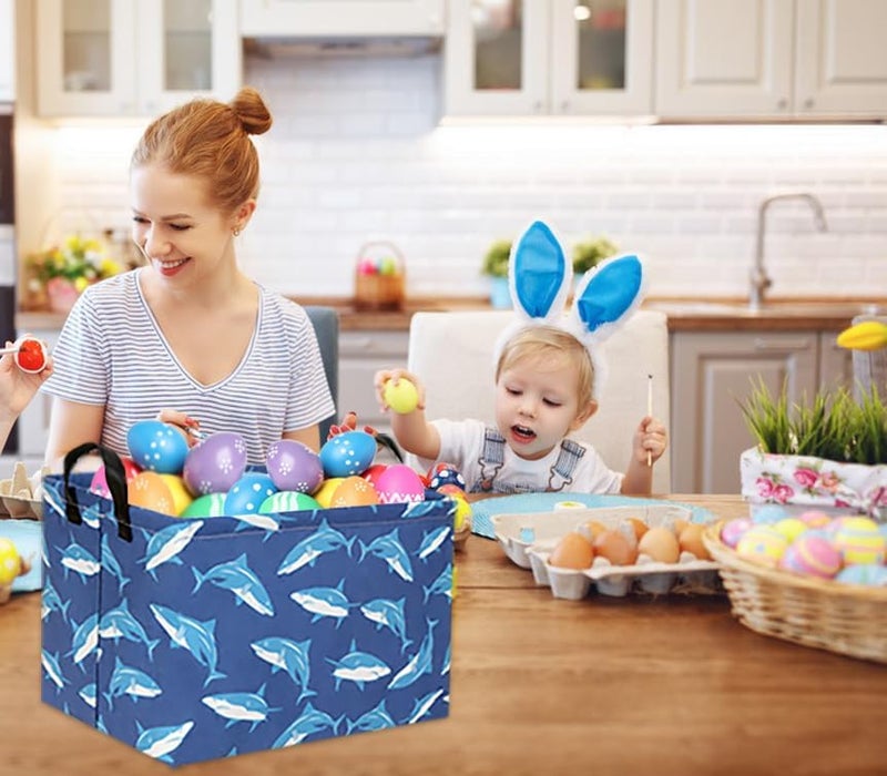 DDBASKET Rectangular Shark Basket Gift Baskets Empty Kids Storage Bins Baby Boy Basket Kids Shark Toy Storage Bin Organizer Box Room Decor for Home(Blue Shark) - Image 3