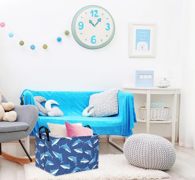 DDBASKET Rectangular Shark Basket Gift Baskets Empty Kids Storage Bins Baby Boy Basket Kids Shark Toy Storage Bin Organizer Box Room Decor for Home(Blue Shark) - Image 4