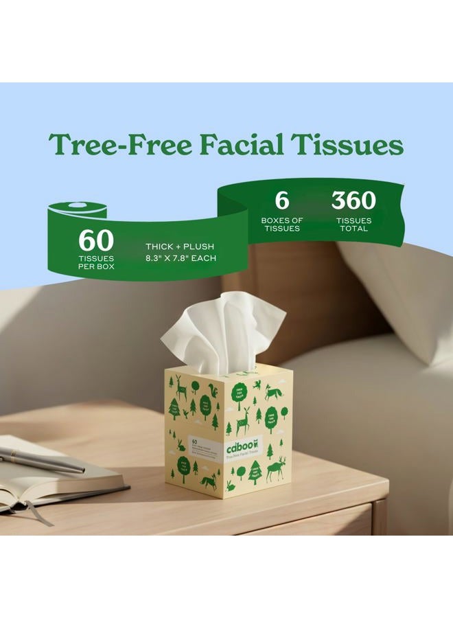 CABOO Tree Free Bamboo Facial Tissue Paper, Eco Friendly Hypoallergenic Tissue Box with 60 Sheets Per Cube, Total of 6 Cubes, 360 Total Tissues - Image 3
