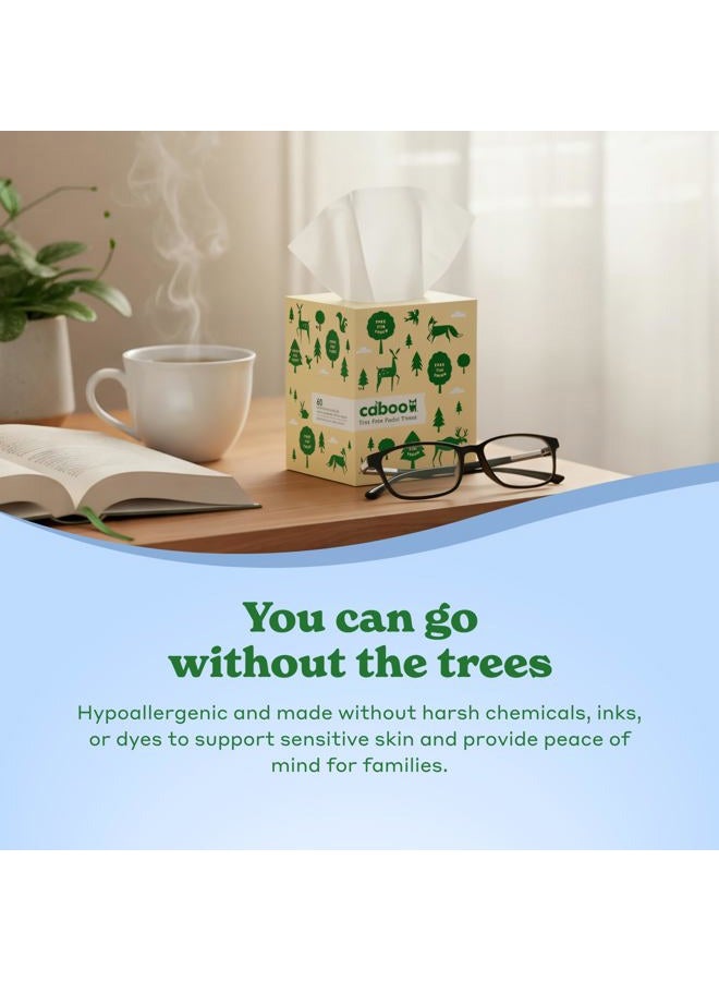 CABOO Tree Free Bamboo Facial Tissue Paper, Eco Friendly Hypoallergenic Tissue Box with 60 Sheets Per Cube, Total of 6 Cubes, 360 Total Tissues - Image 5