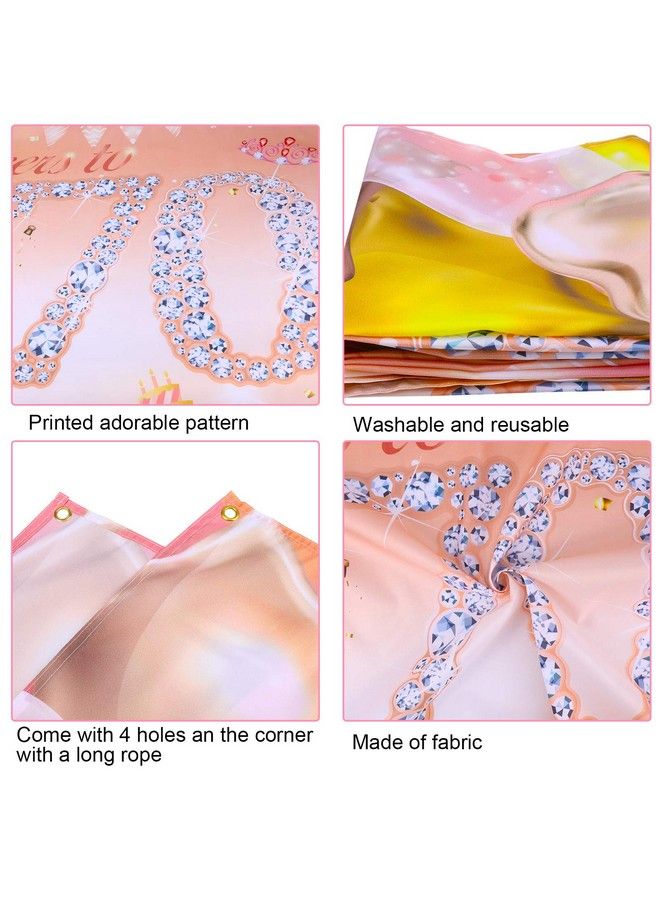 HOWAF Woman 70Th Birthday Party Decoration Rose Gold Fabric Banner For 70Th Birthday Photo Backdrop Photography Background 70Th Birthday Outdoor Garden Table Wall Decoration Supplies - Image 4