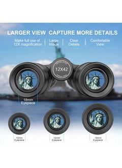 Adasion 12x42 HD Binoculars for Adults with Universal Phone Adapter - High Power Binoculars with Super Bright and Large View- Lightweight Waterproof Binoculars for Bird Watching Hunting Outdoor Sports Travel  - Image 3