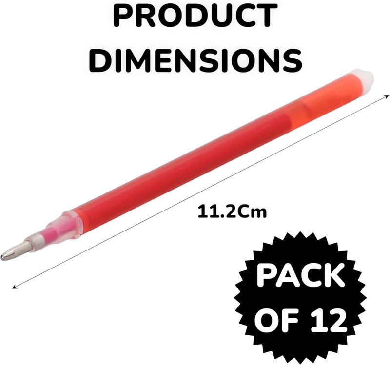 RIANZ Pack of 12Pcs Fabric Marker Pen Refill Heat Erasable Fabric Tailors Marking Pens for Sewing, Quilting, Dressmaking and Fashion Designing Students (Pack of 12 - Red+Black+White+Blue) - Image 3