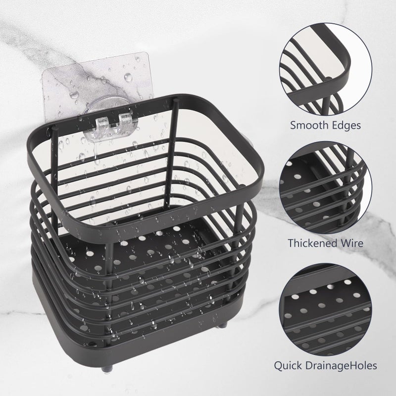 LUEXBOX Wall Mount Toothbrush Holder For Bathroom  Stainless Steel Rustproof Toothbrush And Toothpaste Holder Organizer  Electric Toothbrush Holder Self Adhesive Wallmount/Countertop Organizer(Black Small) - Image 3