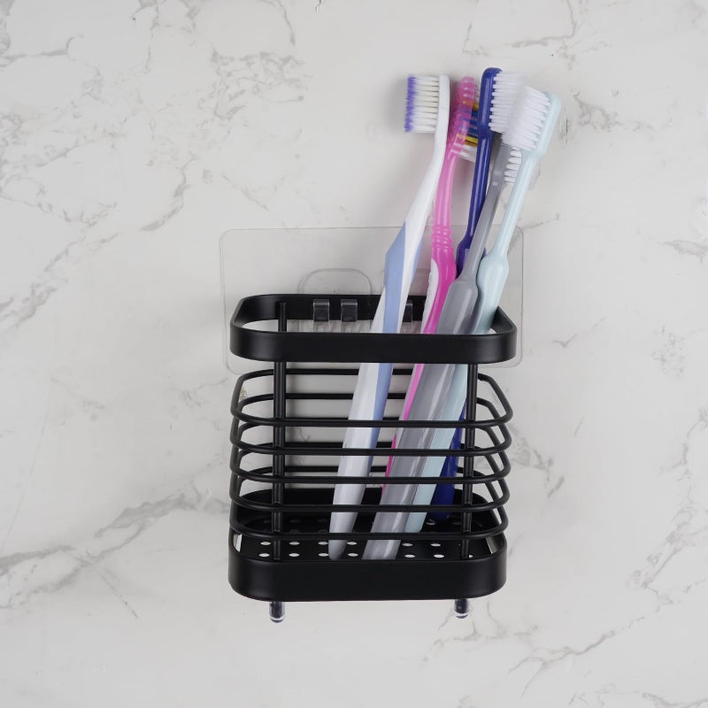 LUEXBOX Wall Mount Toothbrush Holder For Bathroom  Stainless Steel Rustproof Toothbrush And Toothpaste Holder Organizer  Electric Toothbrush Holder Self Adhesive Wallmount/Countertop Organizer(Black Small) - Image 5