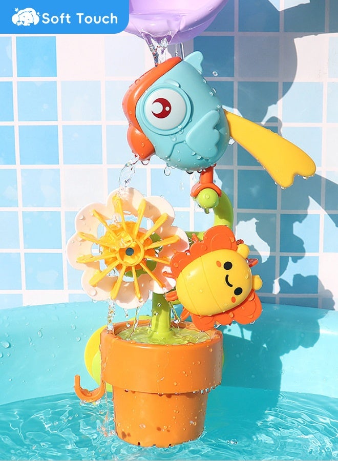 Soft Touch Baby Bath Toy Toddler Bathtub Toy with Suction Cup, Kids Water Spinner for Tub Pool, Birthday Gifts 0-36 Months Baby  - Image 1