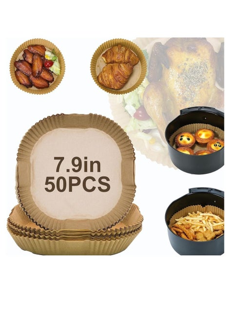 مقلاة هوائية، بطانة ورقية للطعام تستخدم لمرة واحدة للخبز في فرن مقلاة الميكروويف وكعك الخبز مع وجهين لمقاومة الالتصاق ومقاومة درجات الحرارة العالية، مربعة 200 45 مم، 50 ورقة