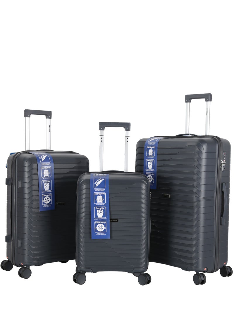 فيبتور طقم حقائب سفر بعجلات 3 قطع PP حقيبة جانبية صلبة بعجلات دوارة 360 درجة مع قفل TSA - Image 1