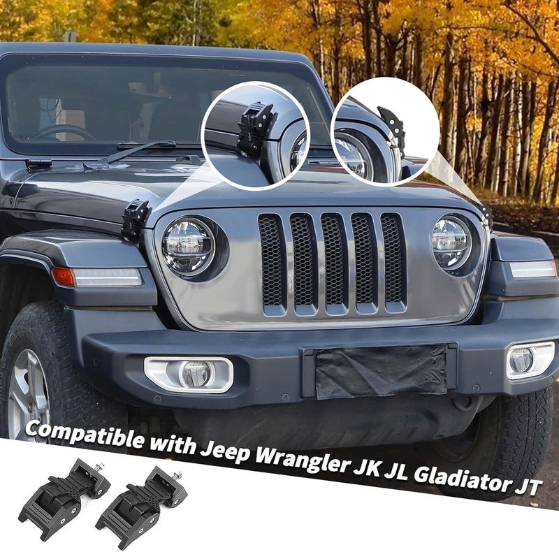 Jimen Metal Hood Latches with Keys for Jeep Wrangler JK JKU JL JLU Gladiator JT 2007-2024 - Locking Hood Latch Pin Kit (Star) - Image 2
