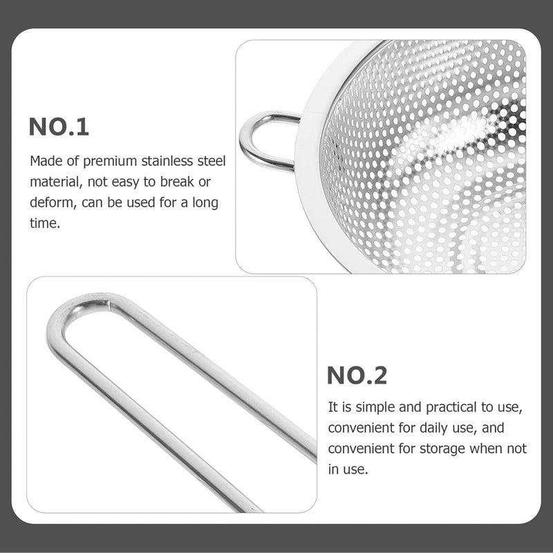 Nityasiddh Long Handle Bowl Colander Beans Grains Washing Filter Basket Metal Fine Mesh Strainer Sieve Deep Fry Basket Kitchen Wire Skimmer for Frying Food MicroPerforated Colander - Image 2