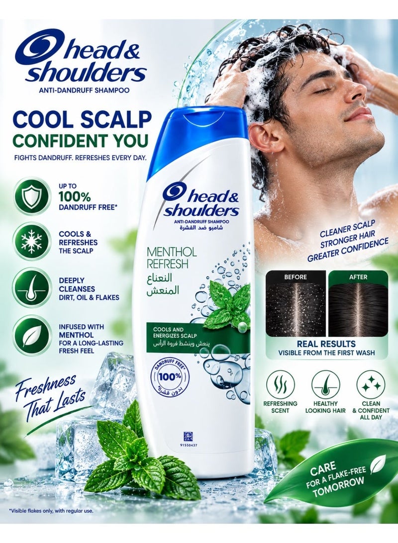 Head & Shoulders Menthol Refresh Anti-Dandruff Shampoo for Itchy Scalp 400 ml - Image 2