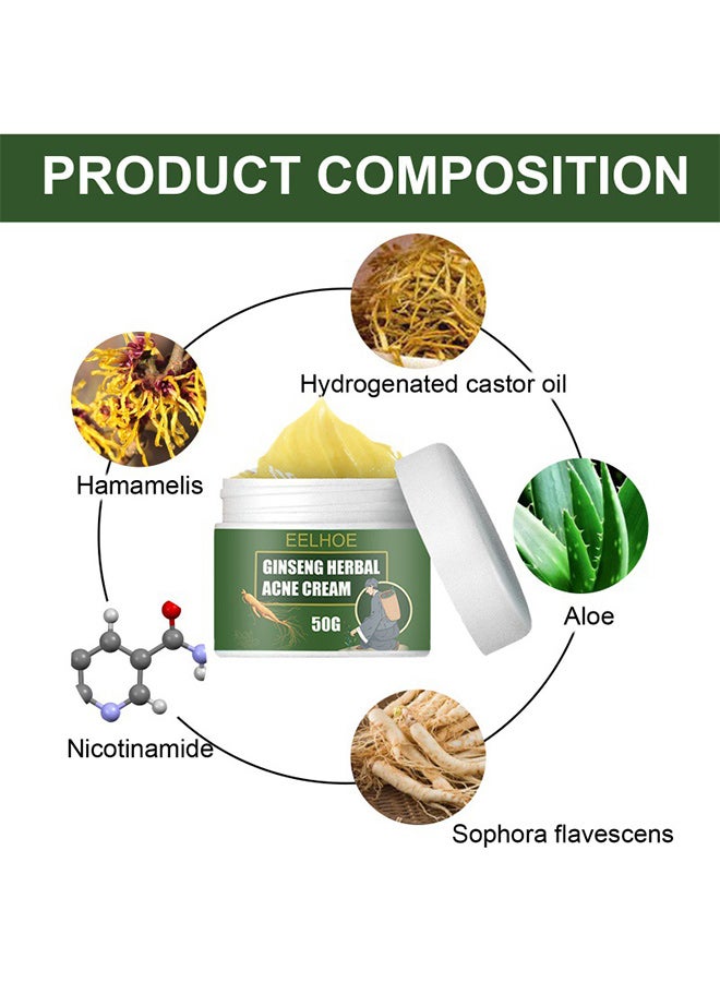 EELHOE Herbal Anti-Acne Cream Removes Acne, Lightens Acne Scars, Moisturizes and Hydrates Cleansing Cream Water and Oil Balance Anti-Acne Cream - Image 2