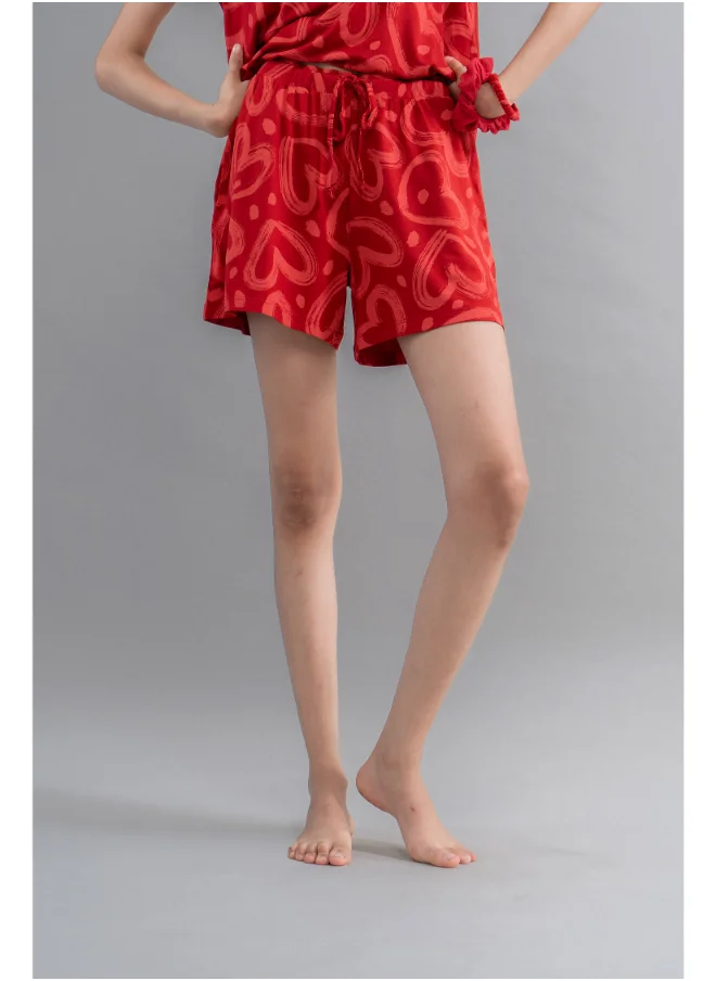 NeceSera Lovestruck Hearts Red Shorts