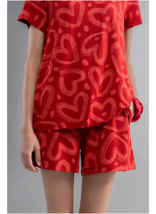 NeceSera Lovestruck Hearts Red Shorts