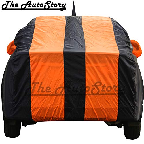 The Autostory 190 Taffeta Water Resistant Car Body Cover Compatible with Hyundai I20 Old Model (2008 to 2014) with Mirror & Antenna Pockets (Orange/Navy Blue) - Image 2