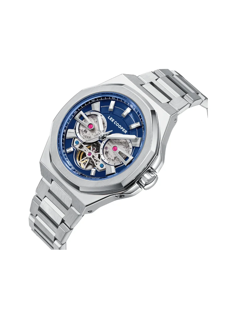 Lee Cooper Lee Cooper LC08124.390 Men's Automatic Display Watch & Metal Strap Silver