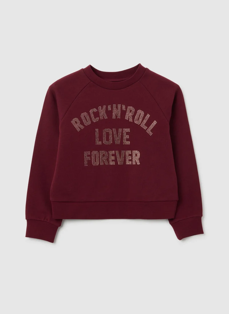 او في اس سويت شيرت قطن أحمر للبنات من أو في إس، مقاس عادي