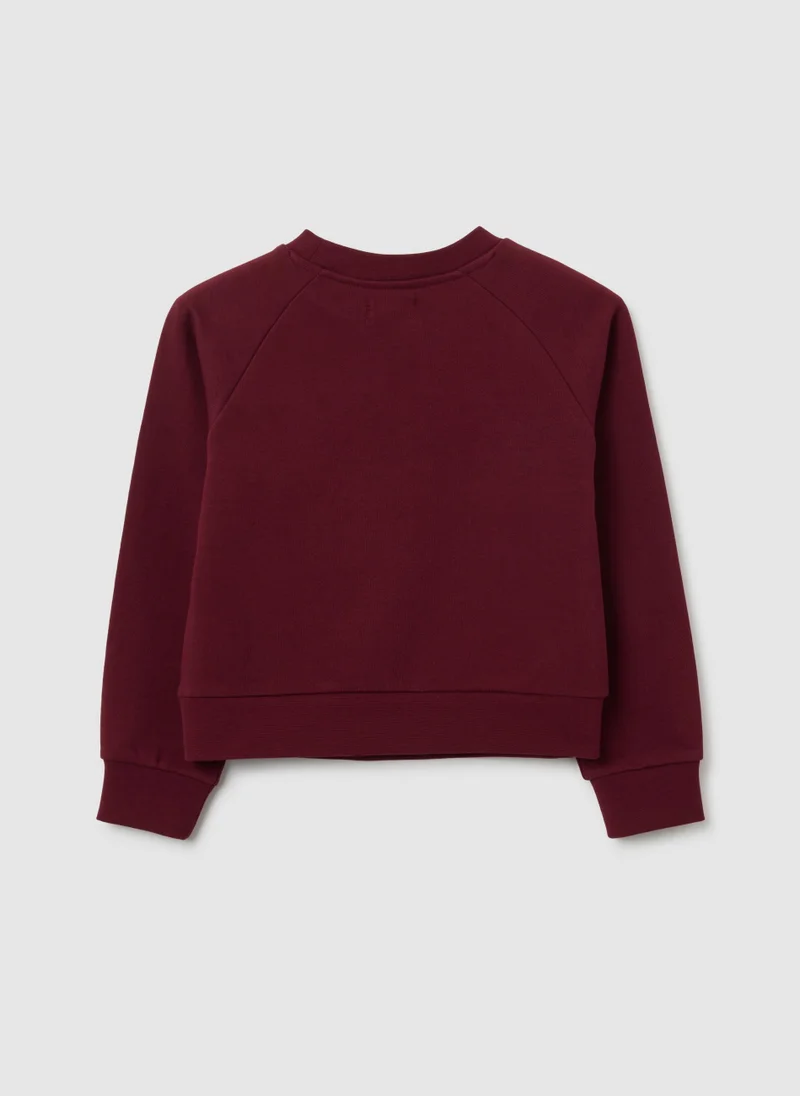 او في اس سويت شيرت قطن أحمر للبنات من أو في إس، مقاس عادي