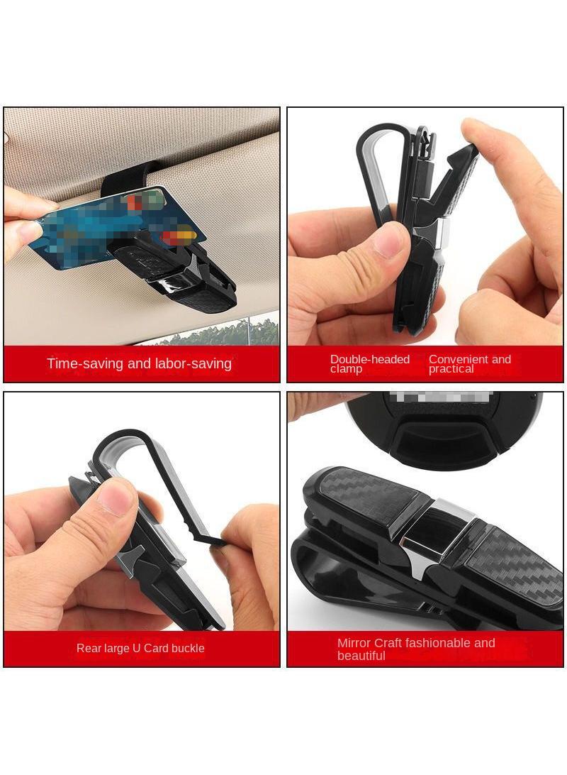 Black Multifunctional Sunglasses Clip Universal Car Glasses Clip Ticket Clip - Image 3