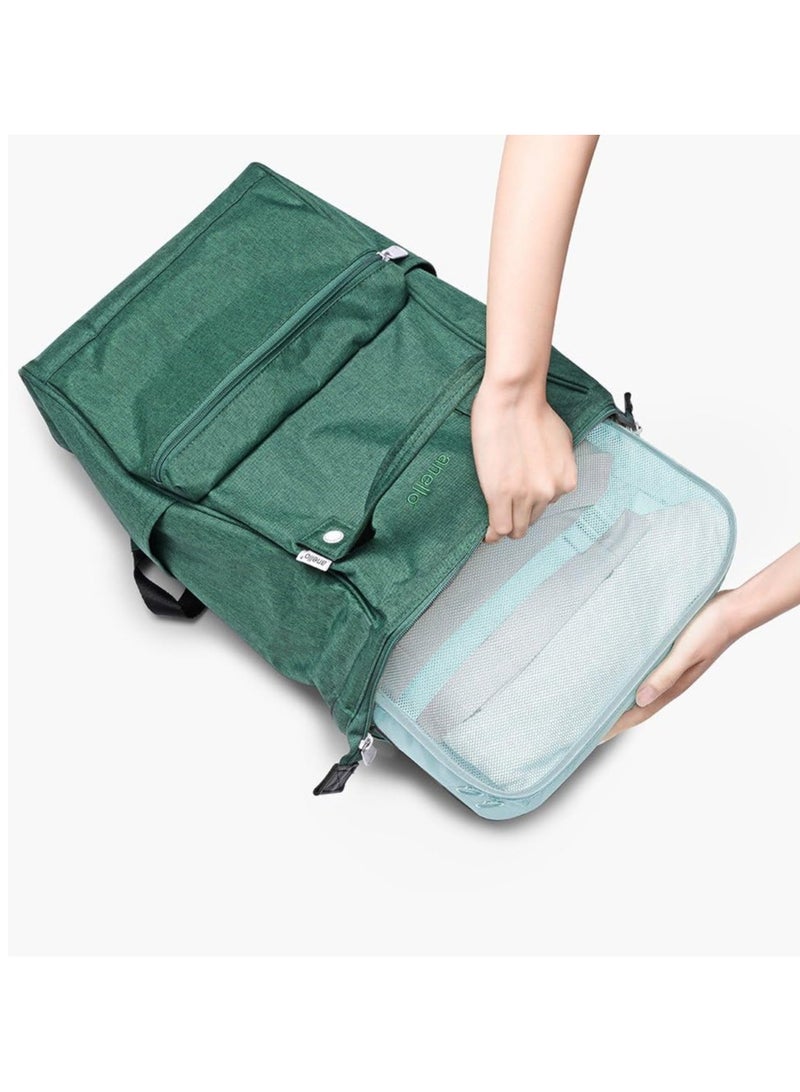 SAW & SEE 7-Piece Travel Luggage Organizer Set – Lightweight and Foldable Packing Cubes with Toiletry Bag, Perfect Suitcase Storage Solution for Neat and Hassle-Free Travel – GREEN - Image 5