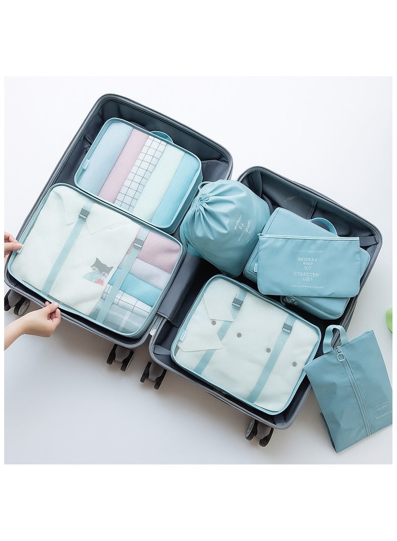 SAW & SEE 7-Piece Travel Luggage Organizer Set – Lightweight and Foldable Packing Cubes with Toiletry Bag, Perfect Suitcase Storage Solution for Neat and Hassle-Free Travel – GREEN - Image 2