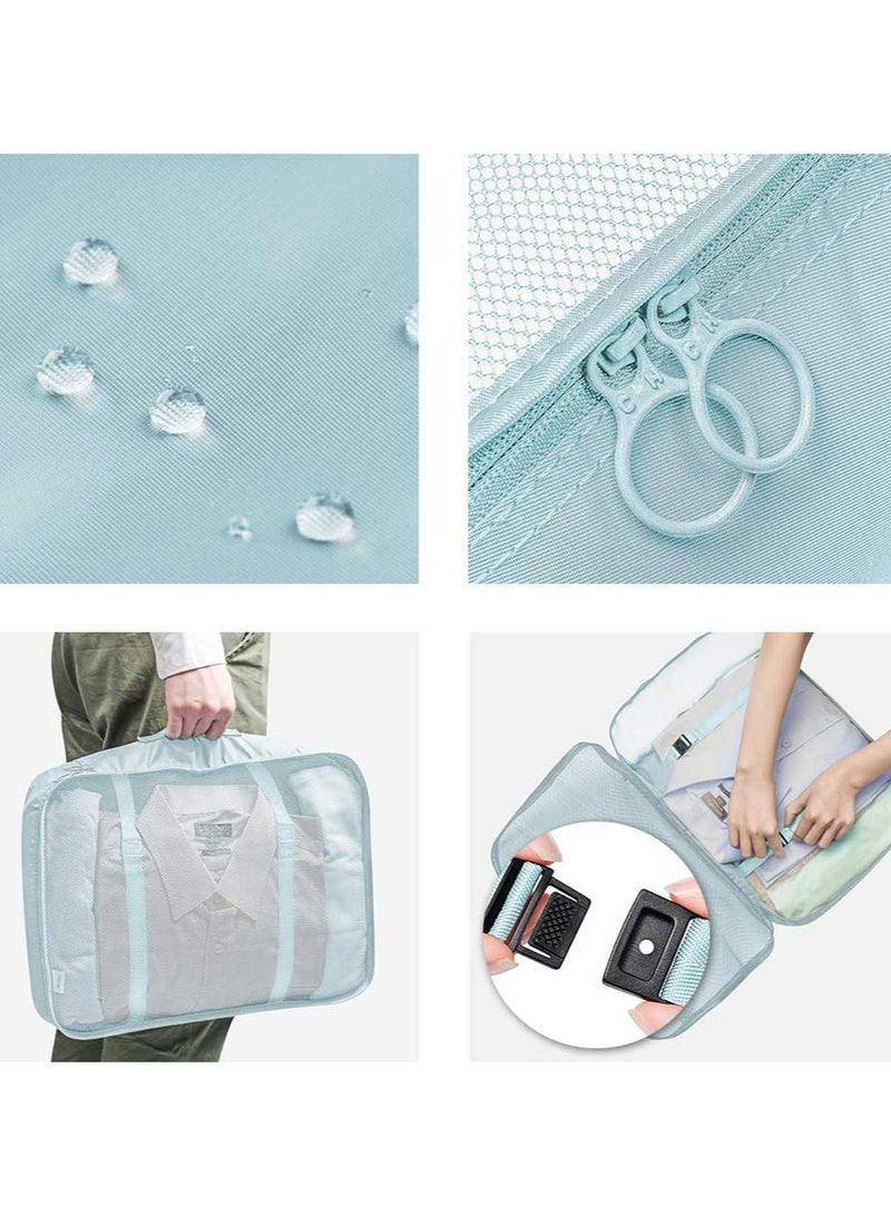 SAW & SEE 7-Piece Travel Luggage Organizer Set – Lightweight and Foldable Packing Cubes with Toiletry Bag, Perfect Suitcase Storage Solution for Neat and Hassle-Free Travel – GREEN - Image 4