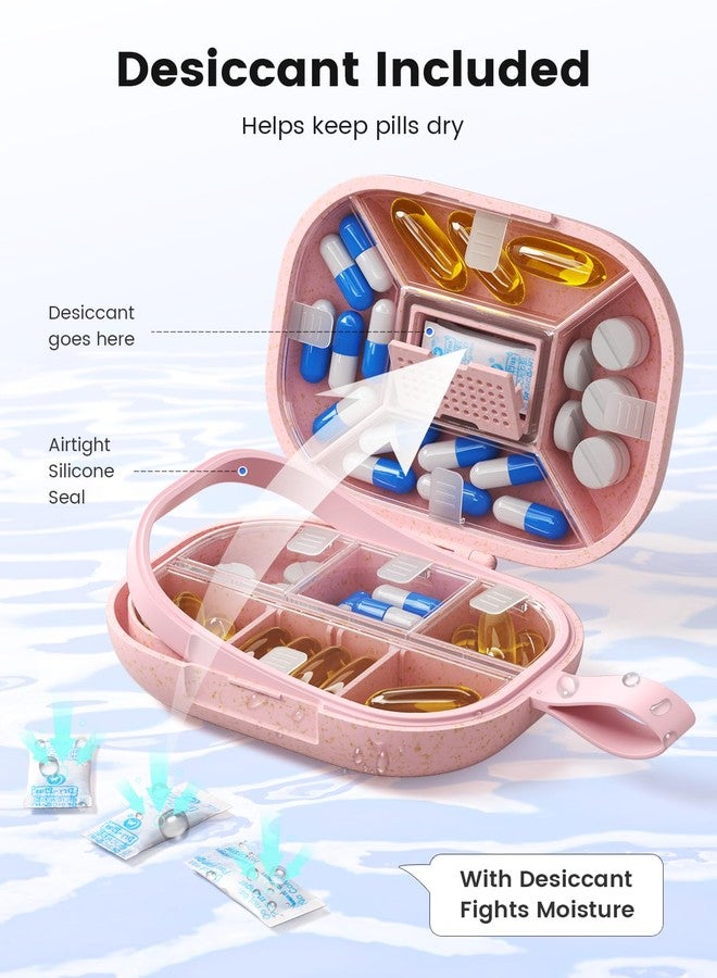 Ideerfit Travel Pill Organizer, Daily Pill Box 8-10 Compartments Adjustable, 7 Day Weekly Label Small Pill Case, Portable Medicine Container Moisture Proof Vitamin Supplement for Pocket Purse-Purple - Image 2