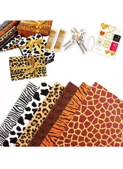 SYOSI Wrapping Paper, Leopard, including Double-sided Tape, 2x Ribbon, Sticker, Pull Bows, for Birthdays, Mothers Day, Weddings, Graduations, Bridal Showers  - Image 1