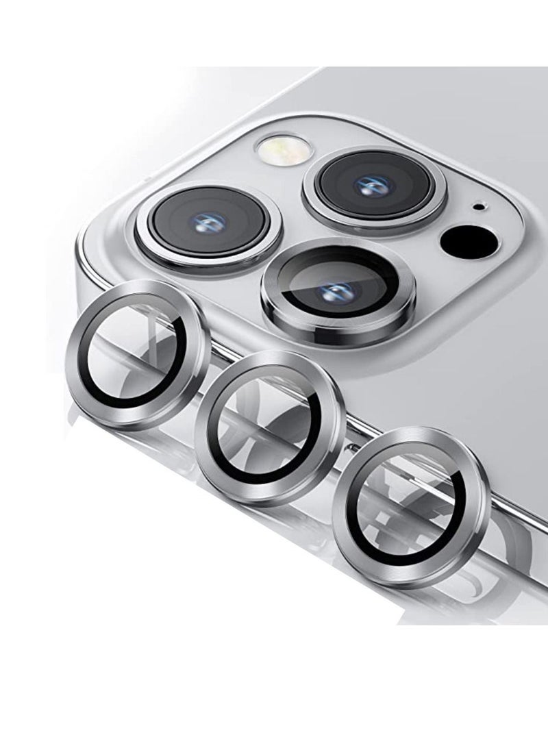 DIGI CORE iPhone 13 Pro Camera Lens Protector Compatible With Apple iPhone Keep Original Camera HD Glass iPhone 13 Pro Max Camera Lens Protector Silver - Image 1