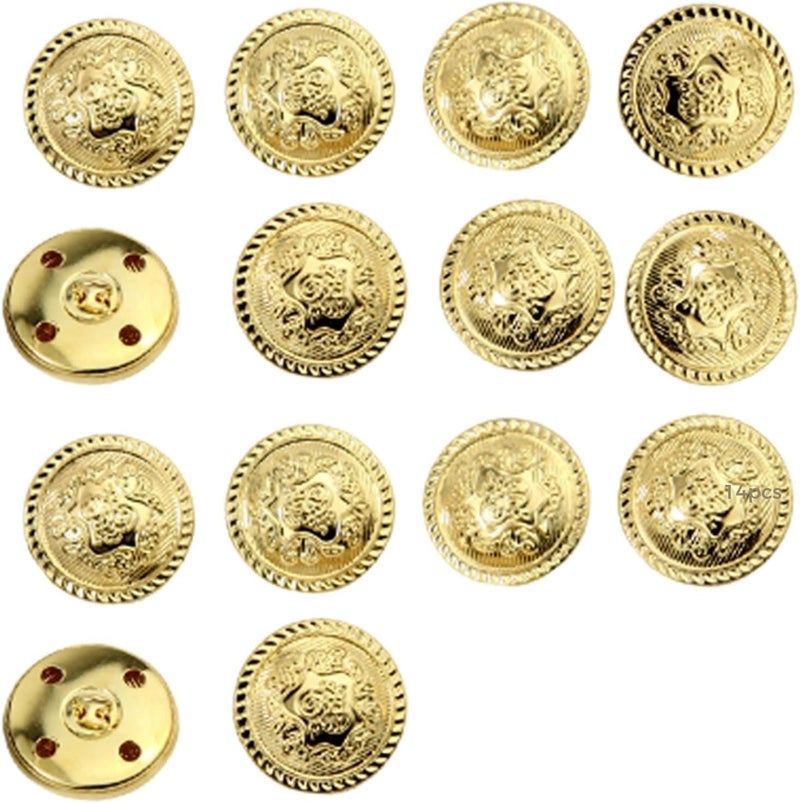 Generic Vintage Floral Pattern Gold Blazer Buttons 14 Pcs, 0.9 in Uniform Suit Buttons, Sewing Buttons for Blazer and Uniforms, Decorative - Image 1