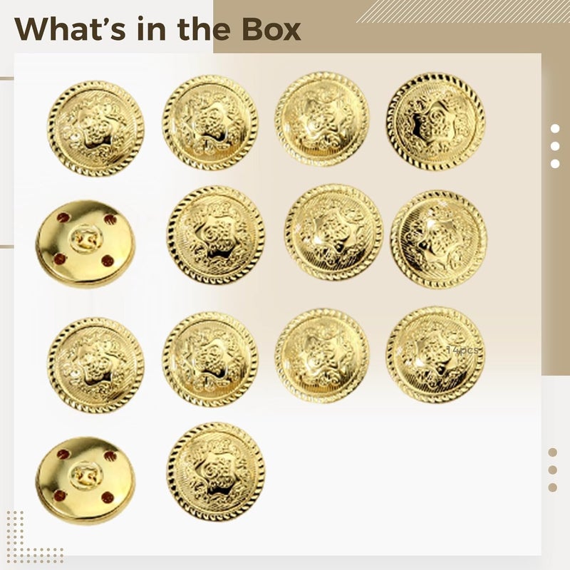 Generic Vintage Floral Pattern Gold Blazer Buttons 14 Pcs, 0.9 in Uniform Suit Buttons, Sewing Buttons for Blazer and Uniforms, Decorative - Image 4