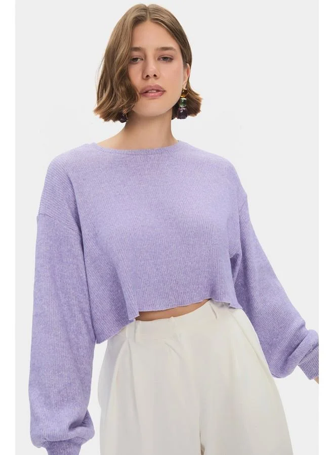JUNE June Women Viscose Blend Balloon Sleeve Knitwear Sweater Lilac