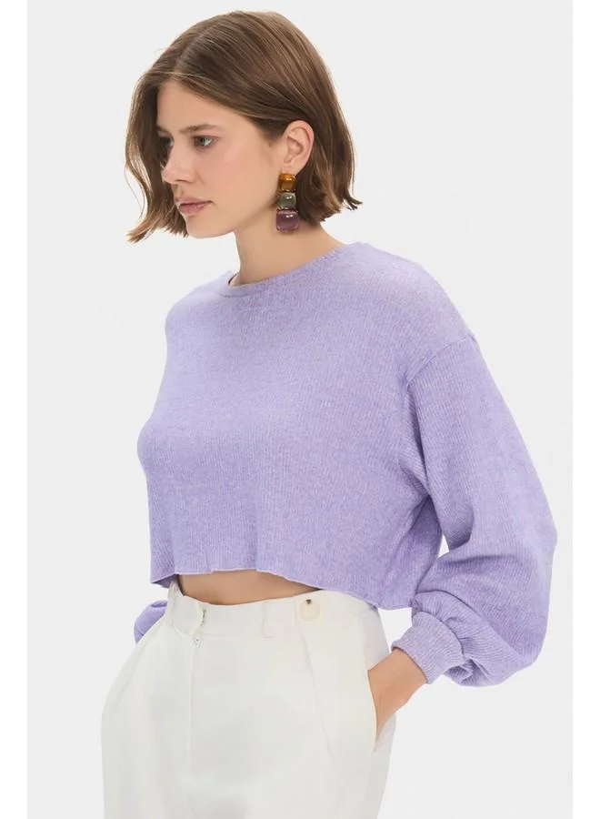 JUNE June Women Viscose Blend Balloon Sleeve Knitwear Sweater Lilac