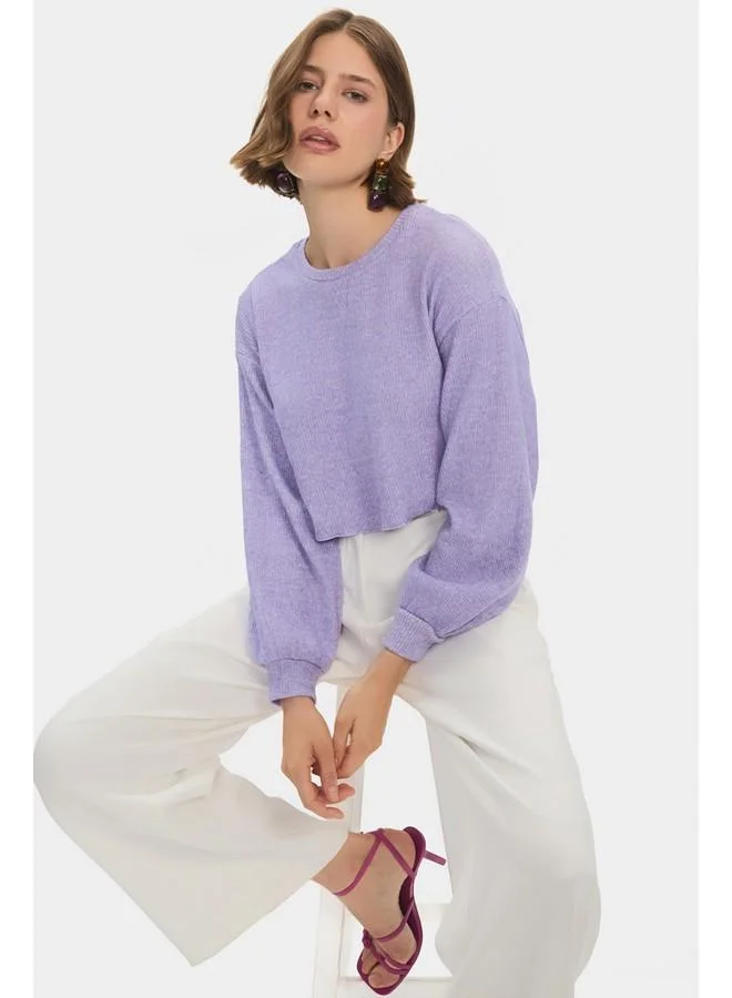 JUNE June Women Viscose Blend Balloon Sleeve Knitwear Sweater Lilac