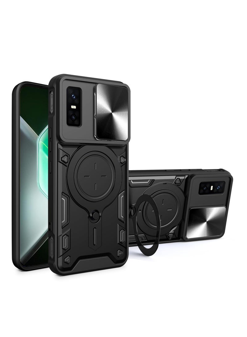 general Case Compatible with Infinix GT 30 Pro 5G, Anti-Drop Shockproof Armor Case with Slide Camera Cover and Magnetic Ring Stand Holder, 2-in-1 Hybrid PC+TPU Durable Cover - Image 1