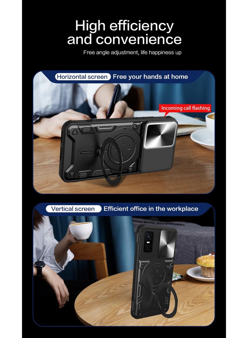 general Case Compatible with Infinix GT 30 Pro 5G, Anti-Drop Shockproof Armor Case with Slide Camera Cover and Magnetic Ring Stand Holder, 2-in-1 Hybrid PC+TPU Durable Cover - Image 5