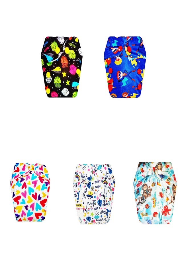 حفاضات قماشية فاخرة من دمبلدو للأطفال حديثي الولادة مع حشوة داخلية مدمجة (عبوة من 5 قطع) | مضادة للحساسية | وسادة ماصة من 6 طبقات | سريعة الجفاف | موثوق بها من قبل الأمهات | من 0 إلى 4 أشهر | للجنسين - Image 1