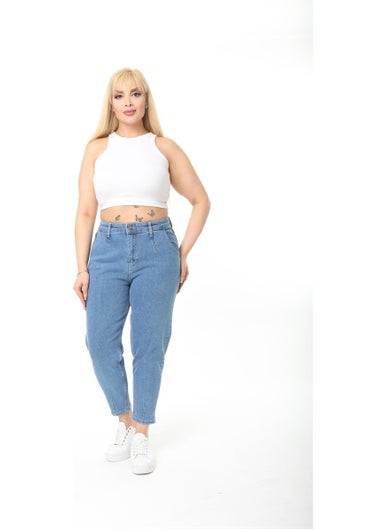 Cedy Denim Women's Plus Size Pleated Mom Jeans C600  - Image 1