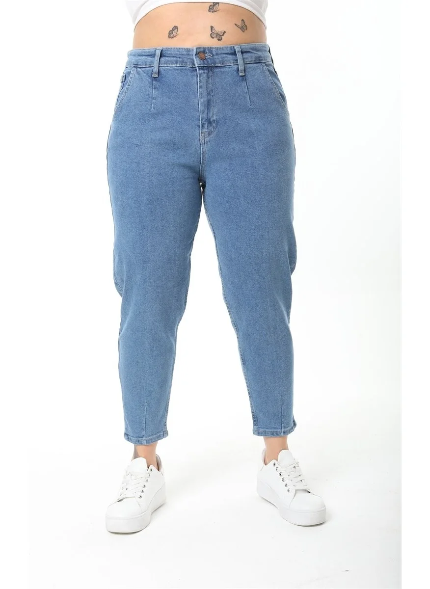 Cedy Denim Women's Plus Size Pleated Mom Jeans C600